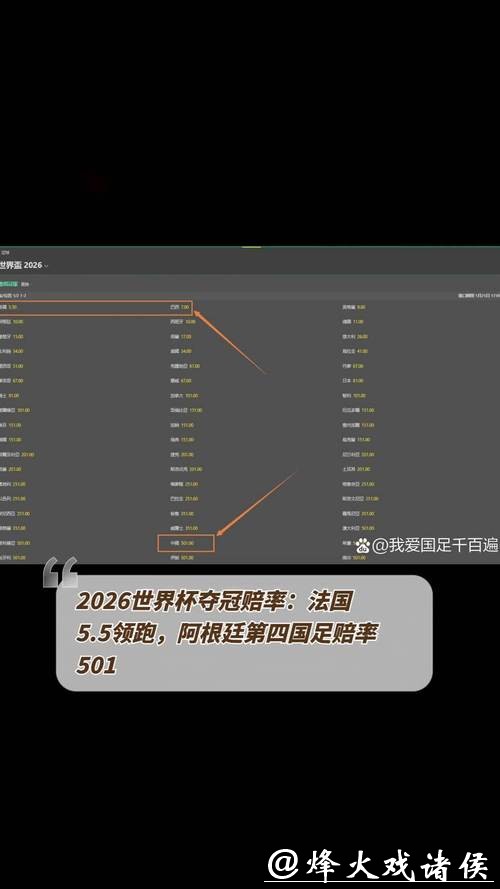 2026世界杯投注全场赔率解析